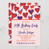 Modern Glam Red Pink Heart 39e verjaardag Kaart (Voorkant / Achterkant)