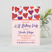 Modern Glam Red Pink Heart 41e verjaardag Kaart (Staand voorkant)