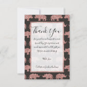 Modern Glam Roos Gouden Glitter Gestreepte Rhinos Bedankkaart (Voorkant)