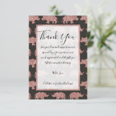 Modern Glam Roos Gouden Glitter Gestreepte Rhinos Bedankkaart (Staand voorkant)