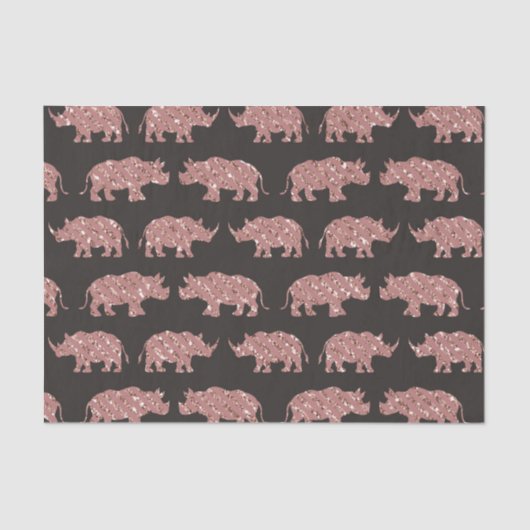 Modern Glam Roos Gouden Glitter Gestreepte Rhinos Tissuepapier (Voorkant)