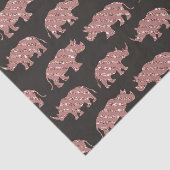 Modern Glam Roos Gouden Glitter Gestreepte Rhinos Tissuepapier (Detail)