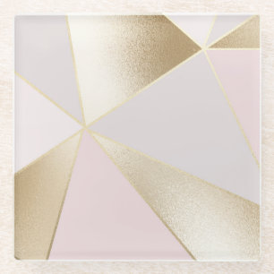 Modern Glam Roze Gold Geometric Glazen Onderzetter