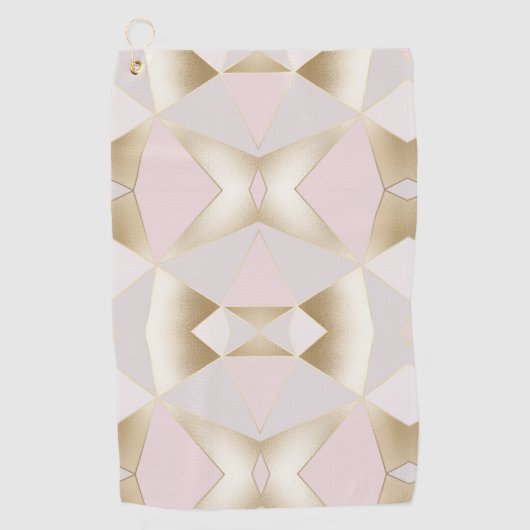 Modern Glam Roze Gold Geometric Golfhanddoek (Voorkant)