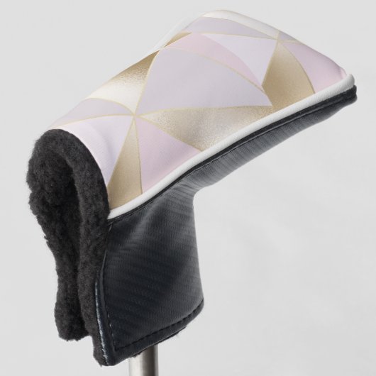 Modern Glam Roze Gold Geometric Golfheadcover (3/4 voorkant)