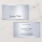 Modern Glam Silver-look Elegant Clean Plain Trendy Visitekaartje (Voorkant / Achterkant)