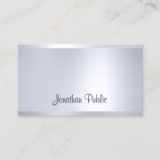 Modern Glam Silver-look Elegant Clean Plain Trendy Visitekaartje (Voorkant)