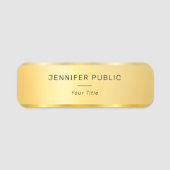 Modern Glam Sjabloon Trendy Faux Gold Employee Naamplaatje (Voorkant)