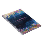 Modern Glam Stylish Blue Glitter Paint Splatter Notitieboek (Rechterzijde)