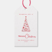 Modern Glam Trendy Rode kerstboom Cadeaulabel (Voorkant)