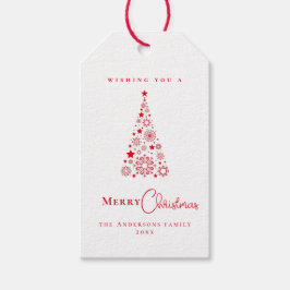 Modern Glam Trendy Rode kerstboom Cadeaulabel