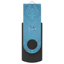 modern Glam Turquoise Damask USB-station
