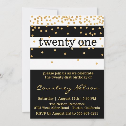 Modern Glam verjaardagsuitnodiging Kaart (Voorkant)