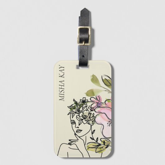 Modern Glam Waterverf Floral Bagagelabel (Voorkant (verticaal))