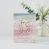 Modern Glam Waterverf Gold Save the Date Aankondigingskaart (Staand voorkant)