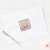 Modern Glam Waterverf Gold Save the Date Wedding Vierkante Sticker (Envelop)