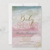 Modern Glam Waterverf Goud Confetti BABY SHOWER Kaart (Voorkant)