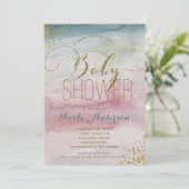 Modern Glam Waterverf Goud Confetti BABY SHOWER Kaart (Staand voorkant)