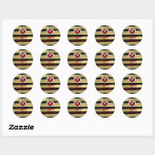 Modern Glam Zwart & Goud Rood Hart Bling Valentijn Ronde Sticker (Vel)