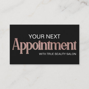 Modern Glam Zwart Roos Gouden Glitter Typografie Afsprakenkaartje