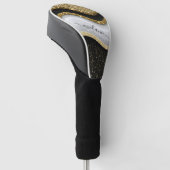 Modern Glam Zwart Wit Goud Glitter Naam Golfheadcover (Schuin)