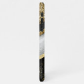 Modern Glam Zwart Wit Goud Glitter Naam iPhone Hoesje (Linkerkant)