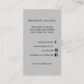 Modern Glam Zwart Zilver Glitter Brows Visitekaartje (Achterkant)