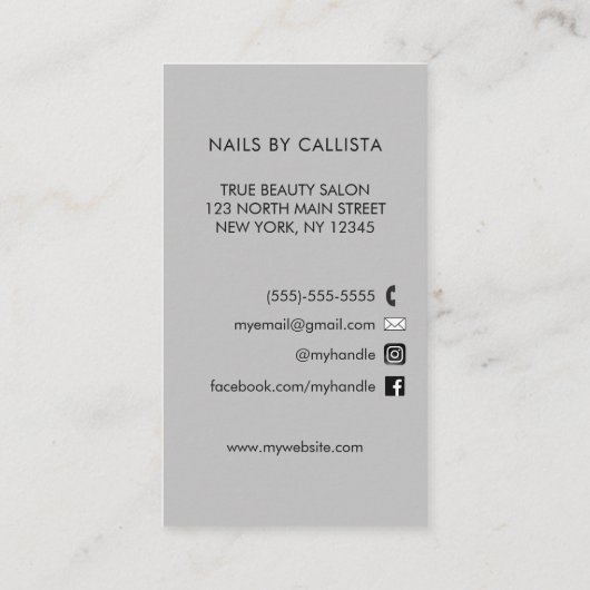 Modern Glam Zwart Zilveren Glitter Nagels Visitekaartje