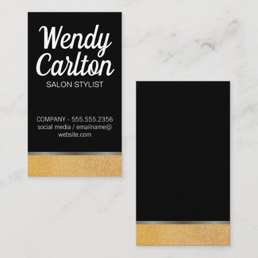 Modern Glamor Glitter / Black Visitekaartje (Voorkant / Achterkant)