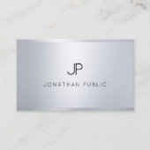 Modern Glamor Silver-look Elegant Monogram Top Visitekaartje (Voorkant)