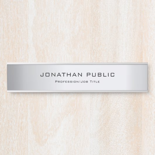 Modern Glamor Silver Sjabloon Trendy Elegant Deurbordje (Voorkant)