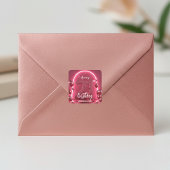 Modern Glamour 21st Birthday Neon Arch & Balloons Vierkante Sticker