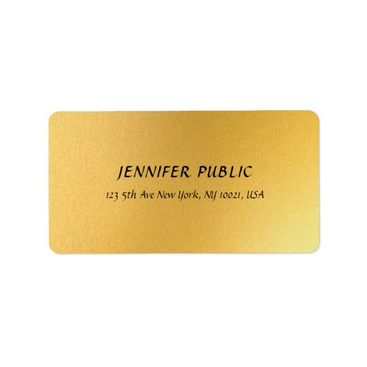 Modern Glamour Goud Elegant Golden Design Adres Etiket (Voorkant)