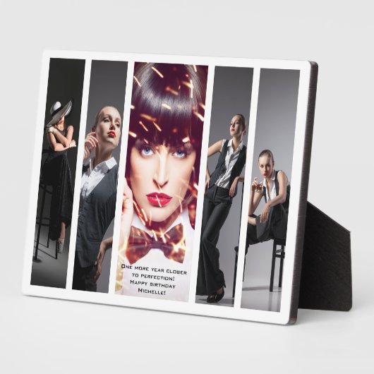 Modern Glamour Retro Style Photo Collage Plaque Fotoplaat (Zijkant)