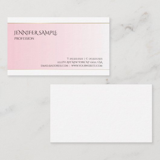 Modern Glamoureus Design Roze Goud Eenvoudige Tren Visitekaartje (Voorkant / Achterkant)