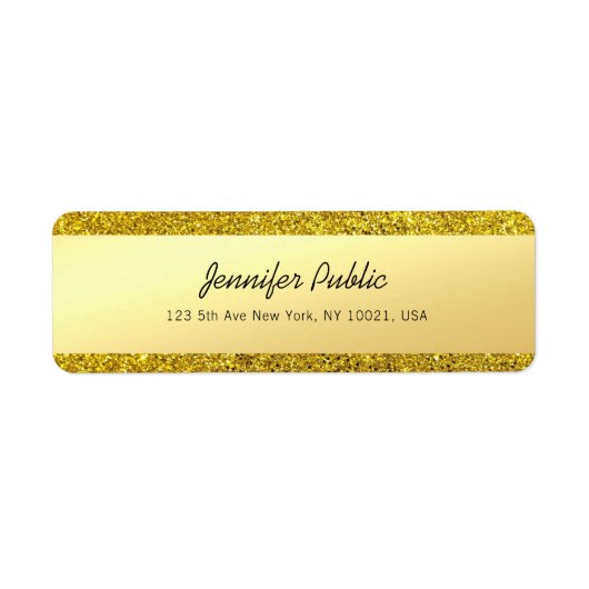 Modern Glamoureus Gold Glitter Handgeschreven scri Etiket (Voorkant)
