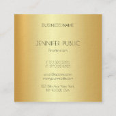 Modern Glamoureus Goud Zicht Elegant Eenvoudige Sj Vierkante Visitekaartje (Achterkant)