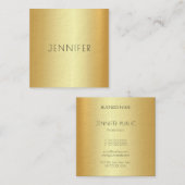 Modern Glamoureus Goud Zicht Elegant Eenvoudige Sj Vierkante Visitekaartje (Voorkant / Achterkant)