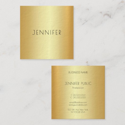 Modern Glamoureus Goud Zicht Elegant Eenvoudige Sj Vierkante Visitekaartje (Voorkant / Achterkant)