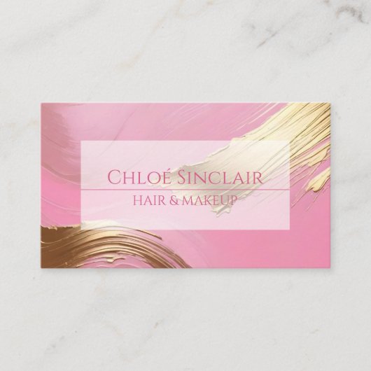 Modern Glamoureus Haar & Make-up Artiest Goud & Ro Visitekaartje (Voorkant)