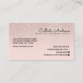 Modern Glamoureus Roos Gold Pink Glitter Ombre Visitekaartje (Achterkant)