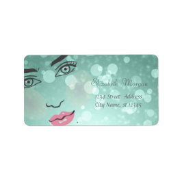 Modern Glamoureus Stijlvol Groen, Bokeh, Girl Face Etiket