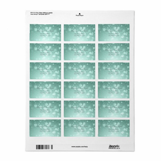 Modern Glamoureus Stijlvol Mint Greenl, Bokeh Etiket (Full Sheet)
