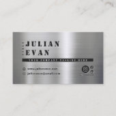 Modern glanzend geborsteld metaal vet stencil mann visitekaartje (Voorkant)