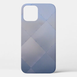 Modern glanzend geruit metaal blauw iPhone 12 hoesje