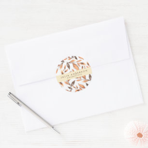 Modern glanzend Roos gouden botanische bladeren pa Ronde Sticker