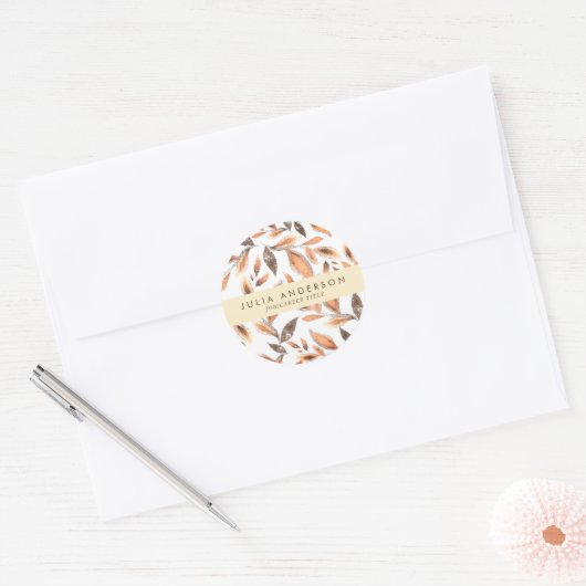 Modern glanzend Roos gouden botanische bladeren pa Ronde Sticker (Envelop)