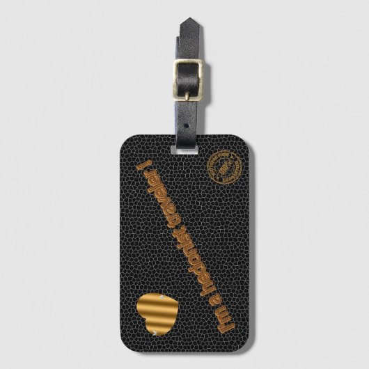 Modern Glas in lood zwart reizen Bagagelabel (Voorkant (verticaal))