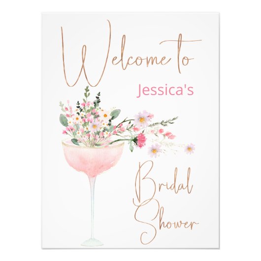 Modern Glass Wildflower Vrijgezellenfeest Welkomst Foto Afdruk (Voorkant)