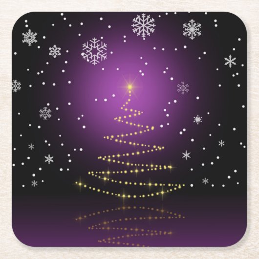 Modern Gleamy-kerstboom Kartonnen Onderzetters (Voorkant)